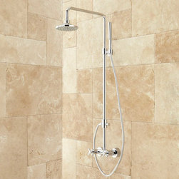 STILES EXPOSED PIPE SHOWER SYSTEM WITH RAINFALL SHOWER HEAD & HAND SHOWER - Tub And Shower Faucet Sets