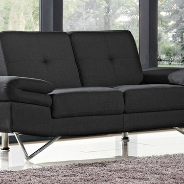 1373 Contemporary Fabric Loveseat | Black