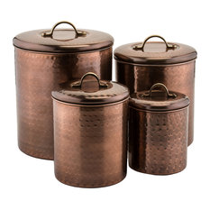 Country Kitchen Canister Set Products On Houzz Old Dutch International Hammered Copper Canisters 4 Piece Set Kitchen And