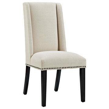 Baron Parsons Upholstered Fabric Dining Side Chair, Beige