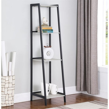 Coaster Pinckard Metal 4-shelf Ladder Bookcase Gray Stone Herringbone and Black