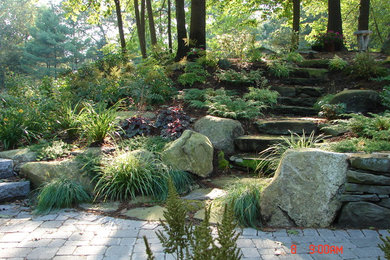 Photo of a small rustic shade hillside stone garden path in Other for summer.