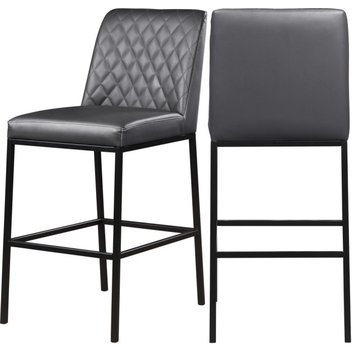 Bryce Faux Leather Upholstered Bar Stool, Set of 2, Gray