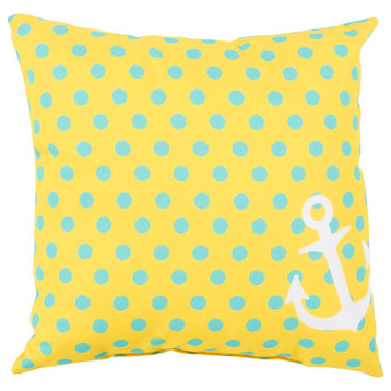Rain by Surya Poly Fill Pillow, Bright Yellow/Aqua/Ivory, 18' x 18'