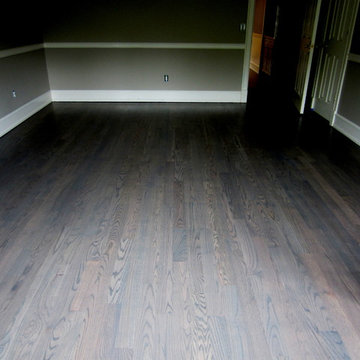 NISSEQUOGUE:  CUSTOM GREY STAIN ON RED OAK - BONA TRAFFIC HD POLY