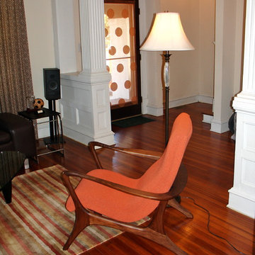 Living, Entry way: Vladimir Kagan chair in classic Knoll orange boucle