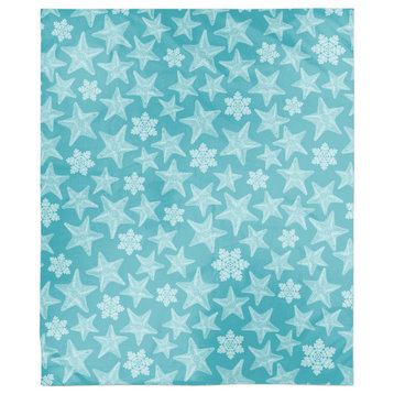 Starfish and Snowflake Pattern 50x60 Sherpa Fleece Blanket