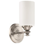Craftmade - Craftmade Dardyn 1 Light Wall Sconce, Brushed Polished Nickel - The Dardyn series combines straight line design with todays most important finishes to create something extraordinarily simple. Pristine, oversized white glass shades accompany this elegant collection. The Dardyn magnificently lights up any room in your home for a glow that is modestly beautiful."
