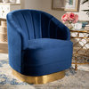 Gilmour Upholstered Brushed Swivel Accent Chair, Royal Blue/Gold