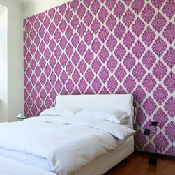 French Garden Damask Plum Wallpaper Tiles - Wallpaper