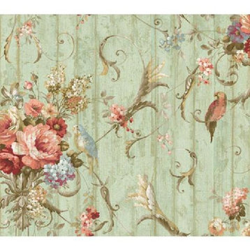 York Wallcovering Victorian Bird Floral Wallpaper HA1326 Parrots DOUBLE roll