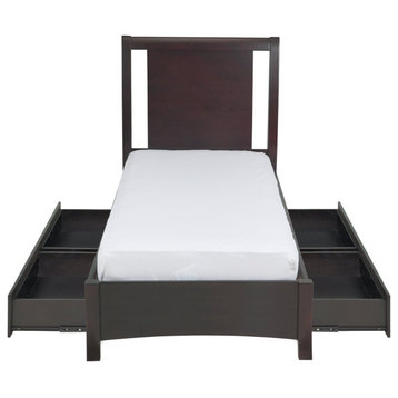 Napierd 4PC Twin Storage Bed, Nightstand, Dresser & Mirror Set Espresso