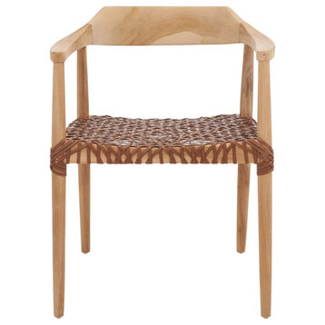 Safavieh Munro Leather Woven Accent Chair, Natural/Light Honey