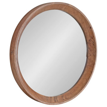 Hartman Wood Framed Round Wall Mirror, Brown 24 Diameter