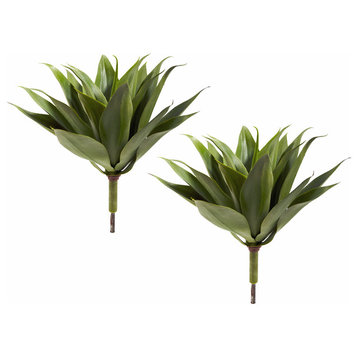 17" Agave Succulent Stems, Set of 2, Green