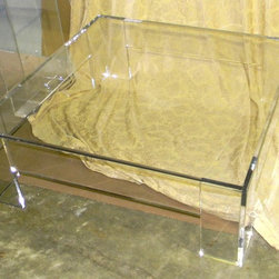 Coffee Table - Lucite with flange and optional lower shelf - square or rectangle - Products