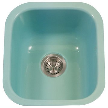 Houzer PCB-1750 MT Porcela Porcelain Enamel Steel Undermount Bar Sink, Mint
