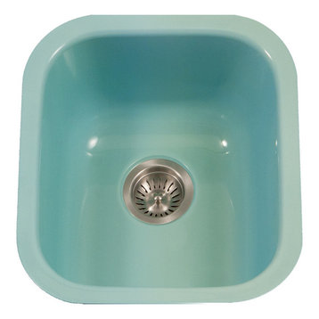 Houzer PCB-1750 MT Porcela Porcelain Enamel Steel Undermount Bar Sink, Mint