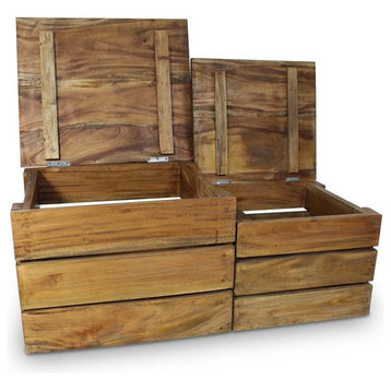 vidaXL Storage Crates Storage Boxes Storage Chests 2 Pcs Solid Reclaimed Wood