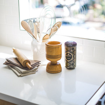 Modern Kitchen Countertop Styling with Wooden Spoons