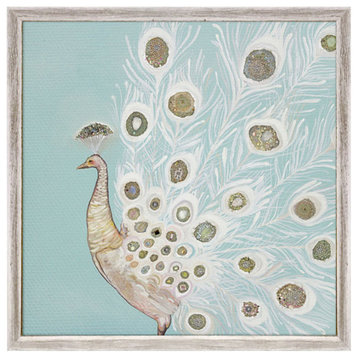"Jeweled White Peacock" Mini Framed Canvas Art by Eli Halpin