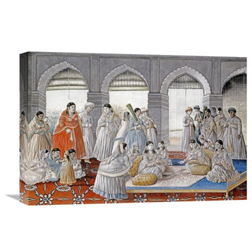 "The Royal Harem Playing Pachisi In a Lucknow Palace" Artwork, 22" x 15"