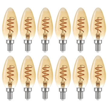 40W Equivalent Soft White Edison B10 Candelabra Dimmable LED Bulb, Set of 12