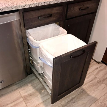 Cambridge Kitchen Remodel Koch Cabinets Hickory Stone MSI Quartz Peppercorn Whit