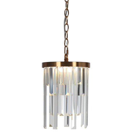LNC Peludo 1-Light 7.8" Modern Crystal Prism LED Mini Pendant Light, Brass