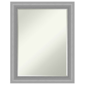 Peak Polished Nickel Narrow Petite Bevel Bathroom Wall Mirror 22.5 x 28.5 in.