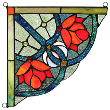 CHLOE Roseheart Victorian Tiffany-glass Window Panel 10" Wide