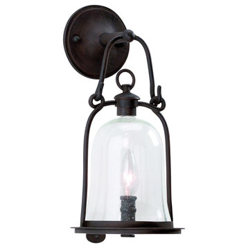 Owings Mill, Outdoor Wall Lantern, 1 Light, Natural Bronze Finish, Clear Glass