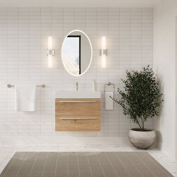 Cade Bathroom Vanity, Oak, 27", Single Sink, Wall Mount