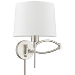 Livex Lighting - 1 Light Brushed Nickel Swing Arm Wall Lamp - The easy combination of gentle curves and straight lines bring the perfect balance to this plug-in/hardwired swing arm wall lamp. In a brushed nickel finish with a hand crafted off white hardback shade, this transitional lamp is handsome and just right for bringing functional lighting style to any home.