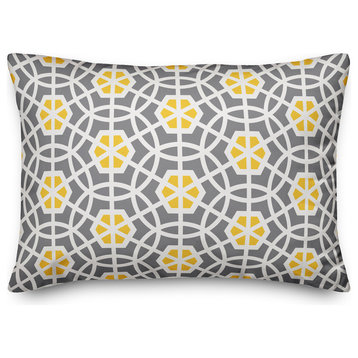 Gray and Yellow Geo Circles 14x20 Lumbar Pillow