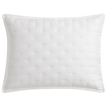 Lyocell Quilt Pillow Sham Set, 21"x27", White, 2 Piece