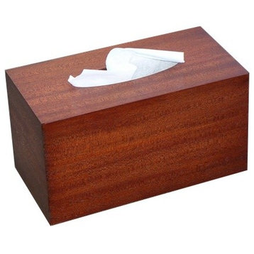 Tissue Box Cover in Antique Mahogany Wood, Family Rectangular Size