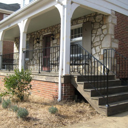 r046 Custom Iron Railings between wood columns - Home Fencing And Gates