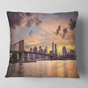 New York City Skyline under Dark Clouds Cityscape Throw Pillow, 18"x18"