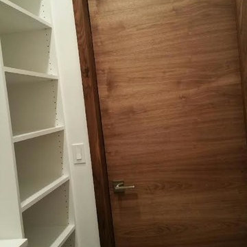 horizontal grain walnut kitchen