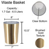 Bath Gold Round Waste Basket GOLDEN Brushed metal effect 1.7 Gal