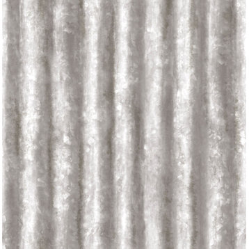Corrugated Metal Silver Industrial Texture Wallpaper, Bolt