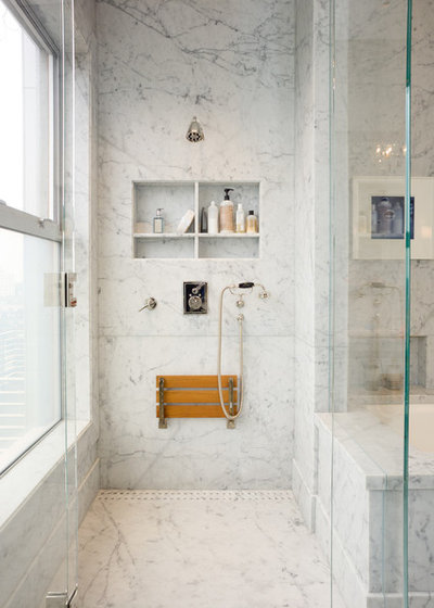 Transitional Bathroom by New Marble Company Inc.