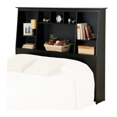 Prepac Slant-Back Tall Full Queen Bookcase Headboard in Black