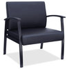 Lorell Big and Tall Black Leather Guest Chair, Steel Frame, 4-Legged Base
