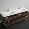 MOB 84" Double Sink Wall Mounted Vanity, Acrylic Sink, Rosewood