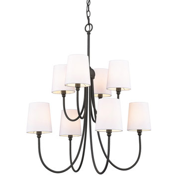 Forged Black 8 - Light Shaded Simply Rustic Chandelier
