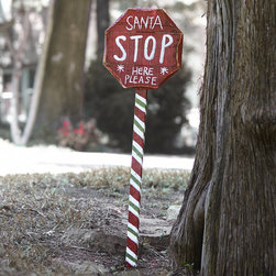 STOP SIGN FOR SANTA - NEW - Outdoor Holiday Decorations