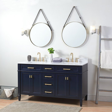 Tennant Brand Durand Modern Navy Blue Double Sink Bathroom Vanity - GD-1808-D60N