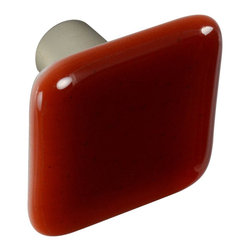 CKP - Art Glass Knob, Sunset Coral, Dull Brushed Nickel Base - Cabinet And Drawer Knobs